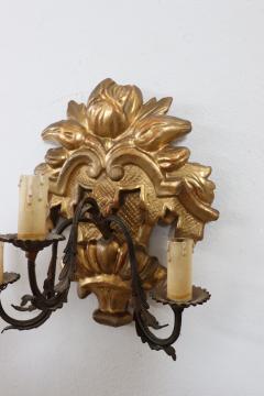 Carved and Gilded Wood Pair of Sconces - 3578157