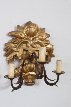 Carved and Gilded Wood Pair of Sconces - 3578159