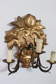 Carved and Gilded Wood Pair of Sconces - 3578172