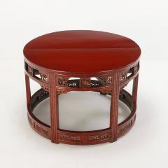 Carved demi lune Chinese console tables in red C 1880  - 3365460