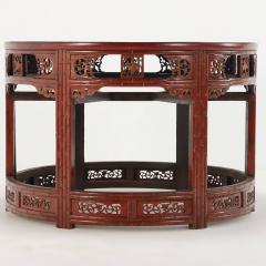 Carved demi lune Chinese console tables in red C 1880  - 3365462