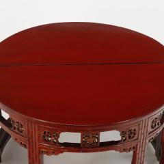 Carved demi lune Chinese console tables in red C 1880  - 3365465