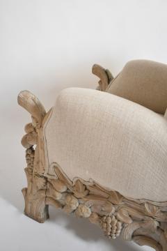 Carved limed oak fruits and foliage armchair 1970s  - 4684319