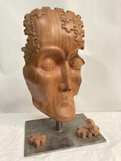Carved wood puzzle head sculpture - 3333953