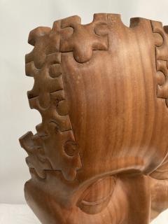 Carved wood puzzle head sculpture - 3333956
