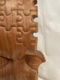Carved wood puzzle head sculpture - 3333957