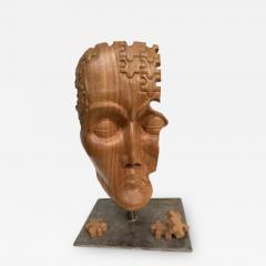 Carved wood puzzle head sculpture - 3334463