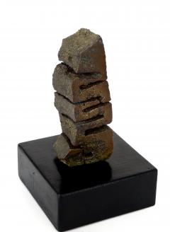 Cast Bronze Abstract Sculpture on Black Wood Pedestal - 818336