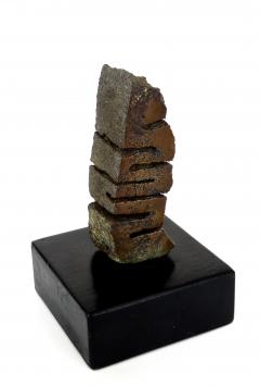 Cast Bronze Abstract Sculpture on Black Wood Pedestal - 818337