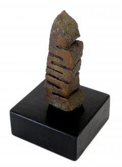 Cast Bronze Abstract Sculpture on Black Wood Pedestal - 818339