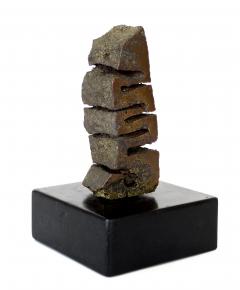 Cast Bronze Abstract Sculpture on Black Wood Pedestal - 818342