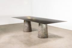 Cast Bronze Metal Twin Pedestal Dining Table by Costantini Beninx In Stock - 4704636