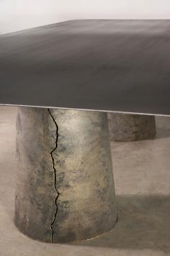 Cast Bronze Metal Twin Pedestal Dining Table by Costantini Beninx In Stock - 4704645