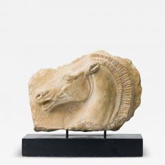 Cast Horse Head Sculpture Mounted on a Wooden Base - 4222082