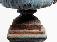 Cast Iron Urn on Plinth in Blue - 1421458