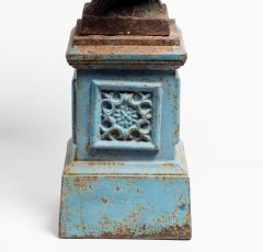 Cast Iron Urn on Plinth in Blue - 1421460