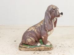 Cast Stone Blood Hound Dog Garden Ornament with Paint Engand 1950s - 3467751