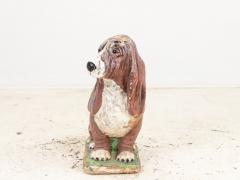 Cast Stone Blood Hound Dog Garden Ornament with Paint Engand 1950s - 3467752