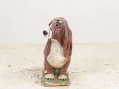 Cast Stone Blood Hound Dog Garden Ornament with Paint Engand 1950s - 3467753