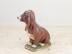 Cast Stone Blood Hound Dog Garden Ornament with Paint Engand 1950s - 3467754