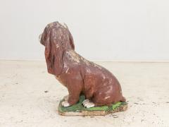 Cast Stone Blood Hound Dog Garden Ornament with Paint Engand 1950s - 3467755
