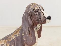 Cast Stone Blood Hound Dog Garden Ornament with Paint Engand 1950s - 3467757