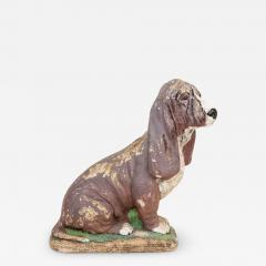 Cast Stone Blood Hound Dog Garden Ornament with Paint Engand 1950s - 3471588