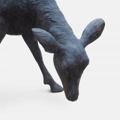 Cast bronze sculpture of a grazing Fawn - 1308314