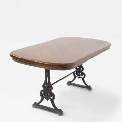 Cast iron English Outside Table Victorian in black and Wood - 3655105