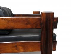 Casulo Brazilian Modern Rosewood Lounge Chair in Black Leather - 3687316