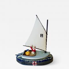 Cat Boat Mechanical Toy Penny Bank American circa 1968 - 2734896
