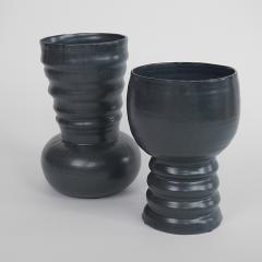 Catherine Bonte Navarrot SET OF 2 BLACK GLAZED CERAMIC VASES - 2100081