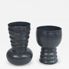 Catherine Bonte Navarrot SET OF 2 BLACK GLAZED CERAMIC VASES - 2100969