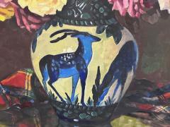 Catteau Boch Gazelle Vase with Unique Matching Painting Belgium Art Deco - 3810891