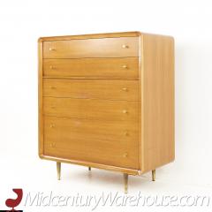 Cavalier Mid Century Walnut and Brass 6 Drawer Highboy Dresser - 2569037