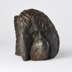 Cecile Ballureau ORANG UTAN HEAD Bronze sculpture 1 8 - 2226252