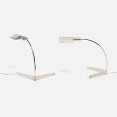 Cedric Hartman Cedric Hartman Pair of Stainless Steel and Chrome Table Lamps 1970 c  - 4813524