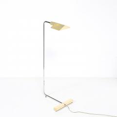 Cedric Hartman Mid Century Adjustable Polished Brass Nickel Floor Lamp signed Cedric Hartman - 4826806