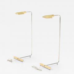 Cedric Hartman Pair of Brass and Chrome Floor Lamps - 3697174