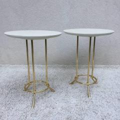 Cedric Hartman Pair of Cedric Hartman Style Brass Leather Parchment Tables - 1288557
