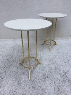Cedric Hartman Pair of Cedric Hartman Style Brass Leather Parchment Tables - 1288559