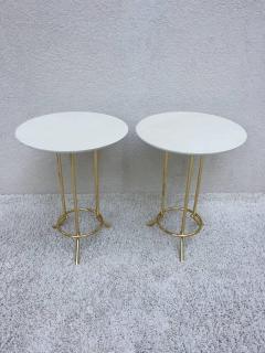 Cedric Hartman Pair of Cedric Hartman Style Brass Leather Parchment Tables - 1288560