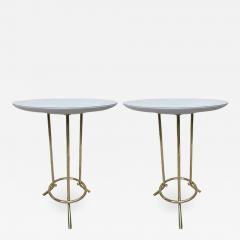 Cedric Hartman Pair of Cedric Hartman Style Brass Leather Parchment Tables - 1289336