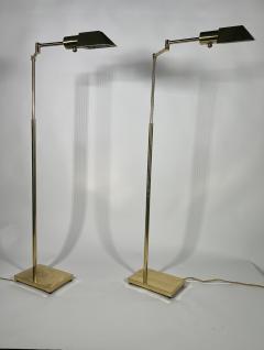 Cedric Hartman Pair of Cedric Hartman Style Mid Century Brass Swing Arm Floor Lamps - 4162428