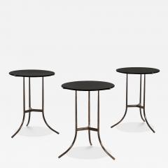Cedric Hartman Set of Three Cedric Hartman Bronze Black Granite Side Tables 1970s - 4529167