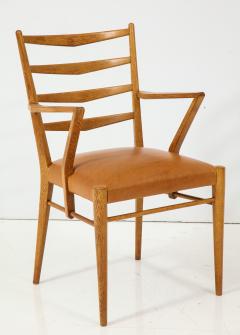 Cees Braakman Pair of Cees Braakman Oak and Leather Open Armchairs circa 1950s - 769027