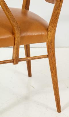 Cees Braakman Pair of Cees Braakman Oak and Leather Open Armchairs circa 1950s - 769034