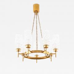 Ceiling Lamp in Brass and Glass 1950s - 4553400