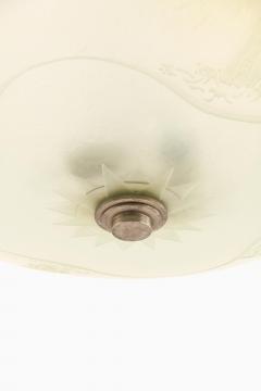 Ceiling Lamp in Glass and Steel 1940s - 4564997