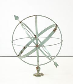 Celadon Painted English Mid 20th Century Iron Armillary - 4747640